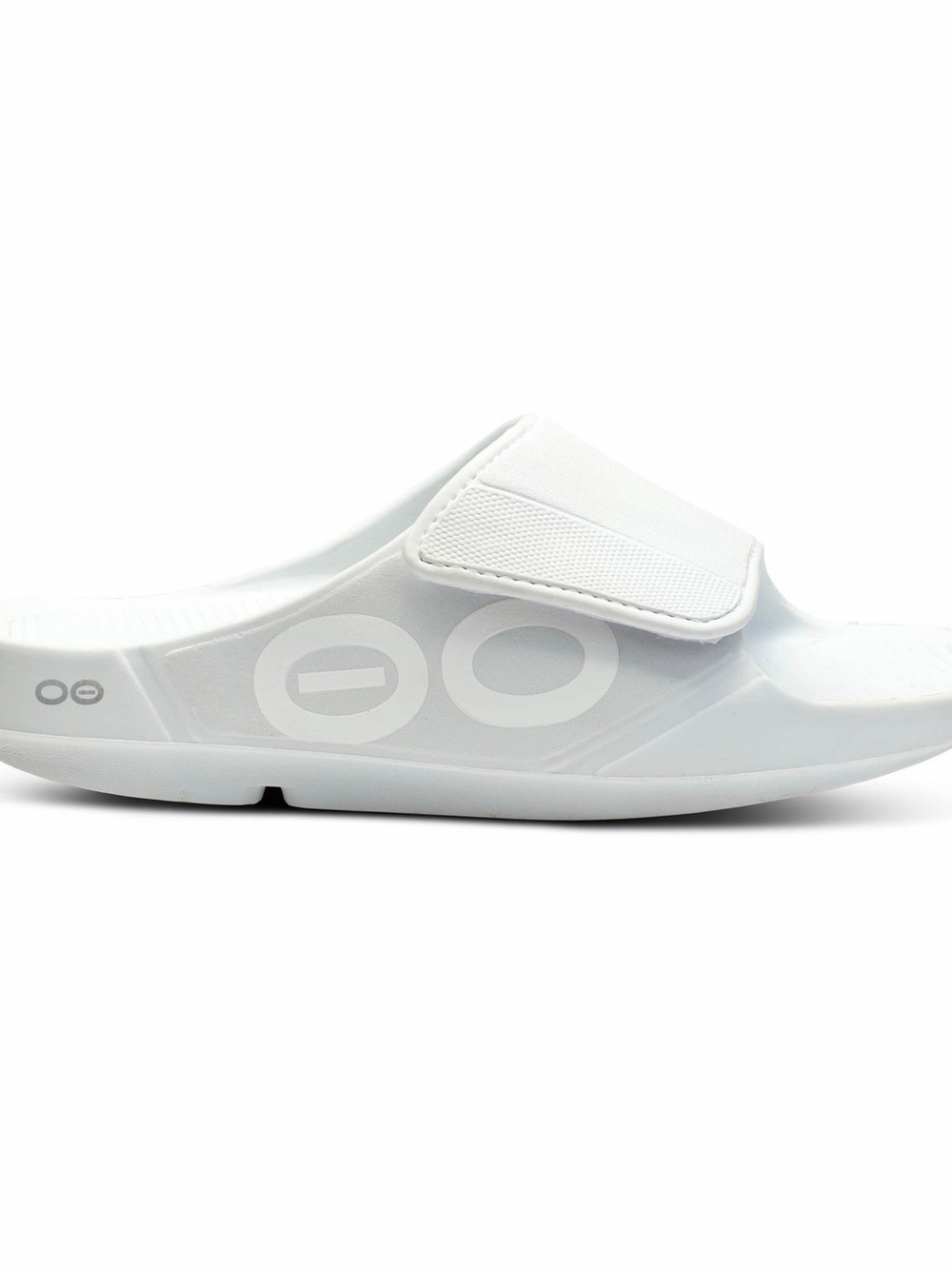 OOFOS Men's White Adjustable Recovery Slide